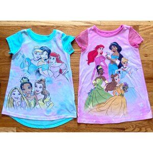 BUNDLE: Set of two blue & pink Disney princesses t-shirt dresses 2T